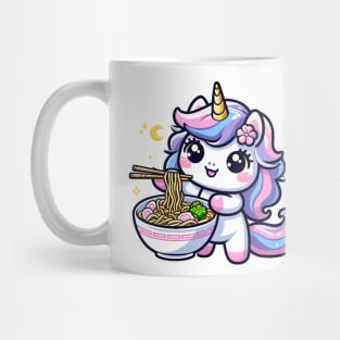 Adorable Kawaii unicorn Eating Noodle Mug